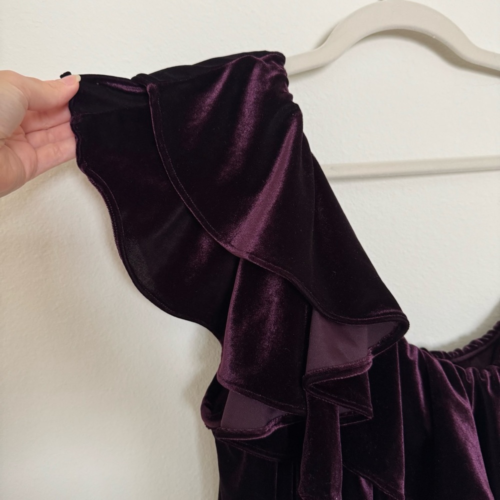Misa Los Angeles Deep Purple Velvet Ruffle Top - Picture 9 of 10